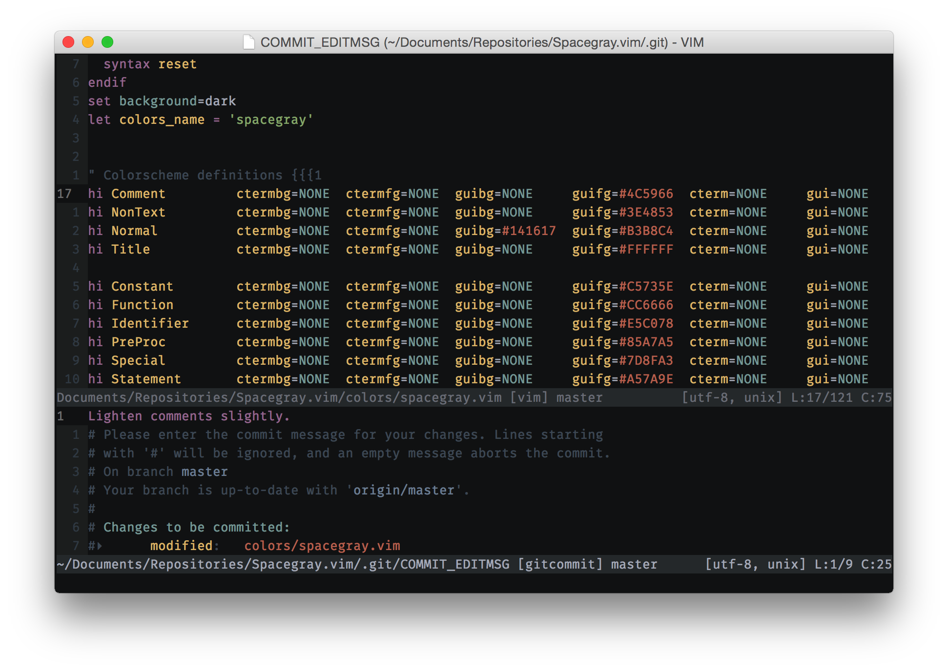 Spacegray in Vim